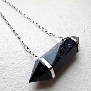 Elle Loise Blue Goldstone Dbl Loop Choker Necklace NWT!